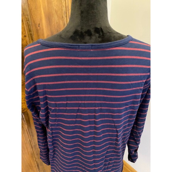 Anne Klein Petite XL Classy Navy Striped Gold Zipper Dressy Blouse Top - Picture 6 of 9